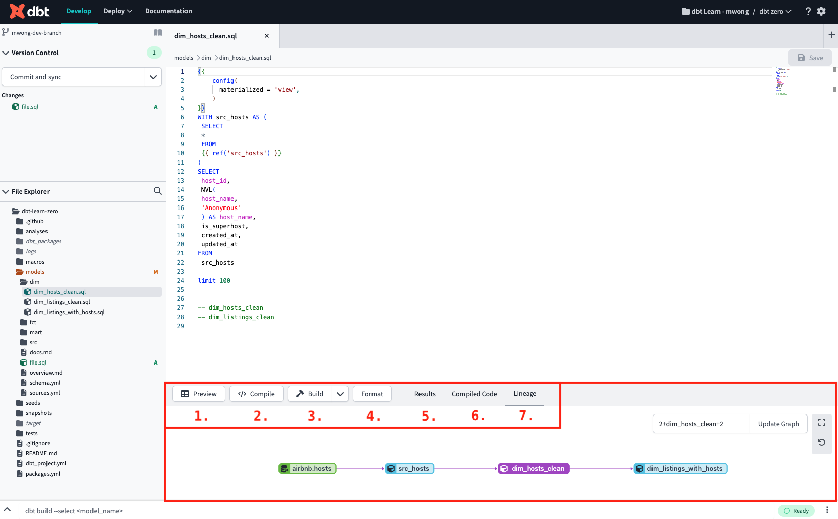 The Console section is located below the File editor and has various tabs and buttons to help execute tasks